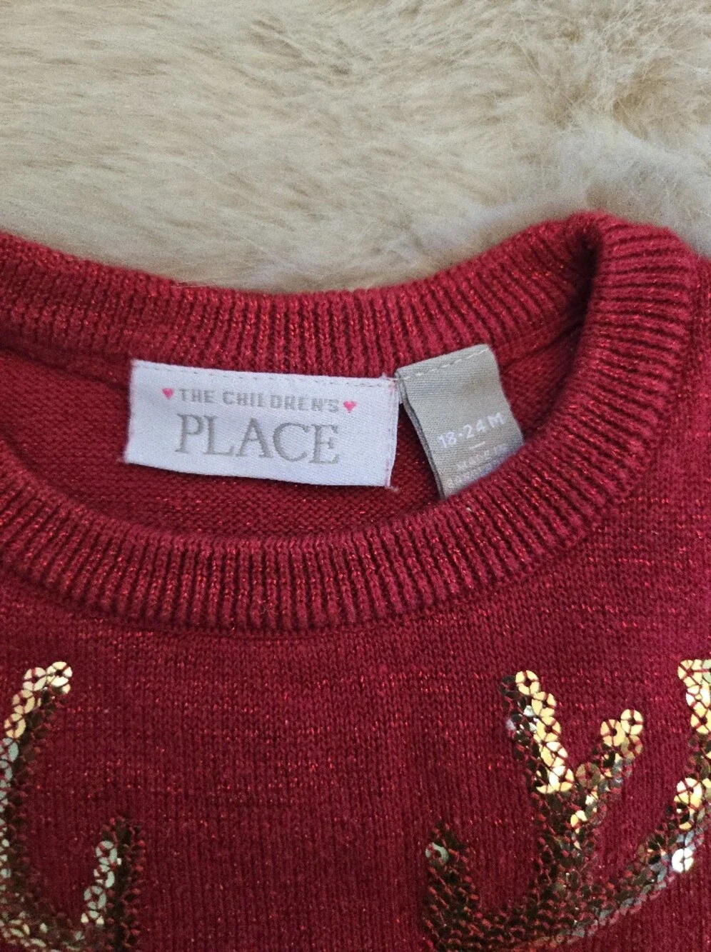 The Children's Place Reindeer Holiday Sweater Dress – Size 18–24 Months